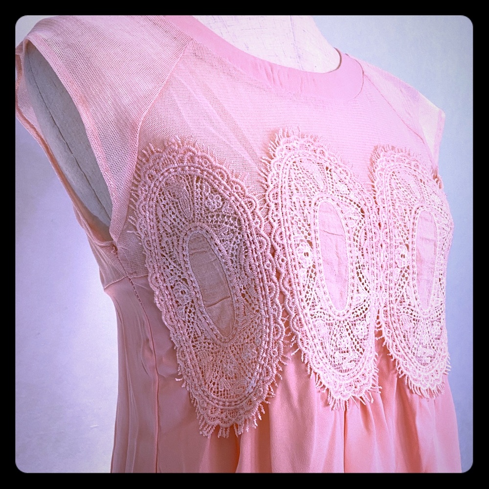Italian Pink Lace Blouse with Tags Size S/M